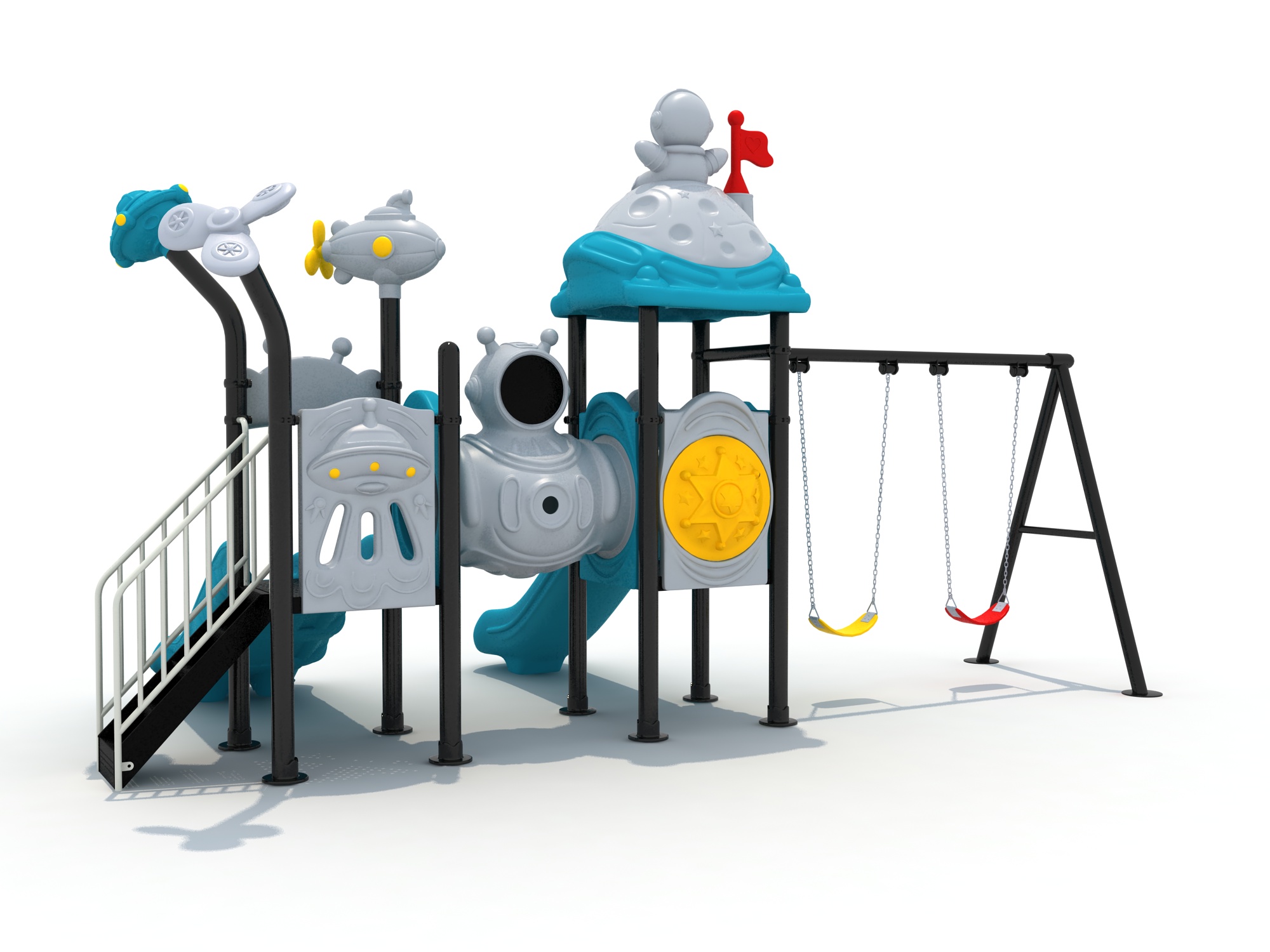 ชุด อวกาศพร้อมชิงช้าพาสนุก เครื่องเล่นสนามกลางแจ้งและในร่มแสนสนุก