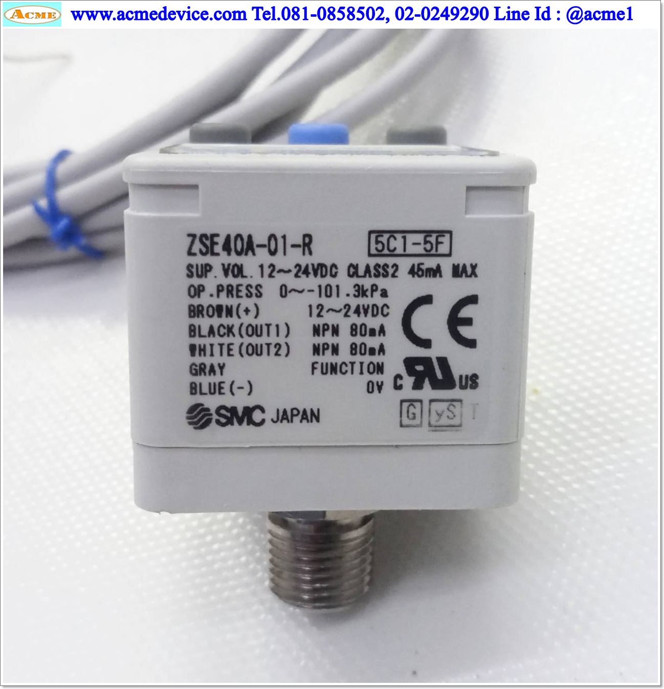 Vacuum SMC รุ่น ZSE40A-01-R, 0 to -101.3kPa, NPN