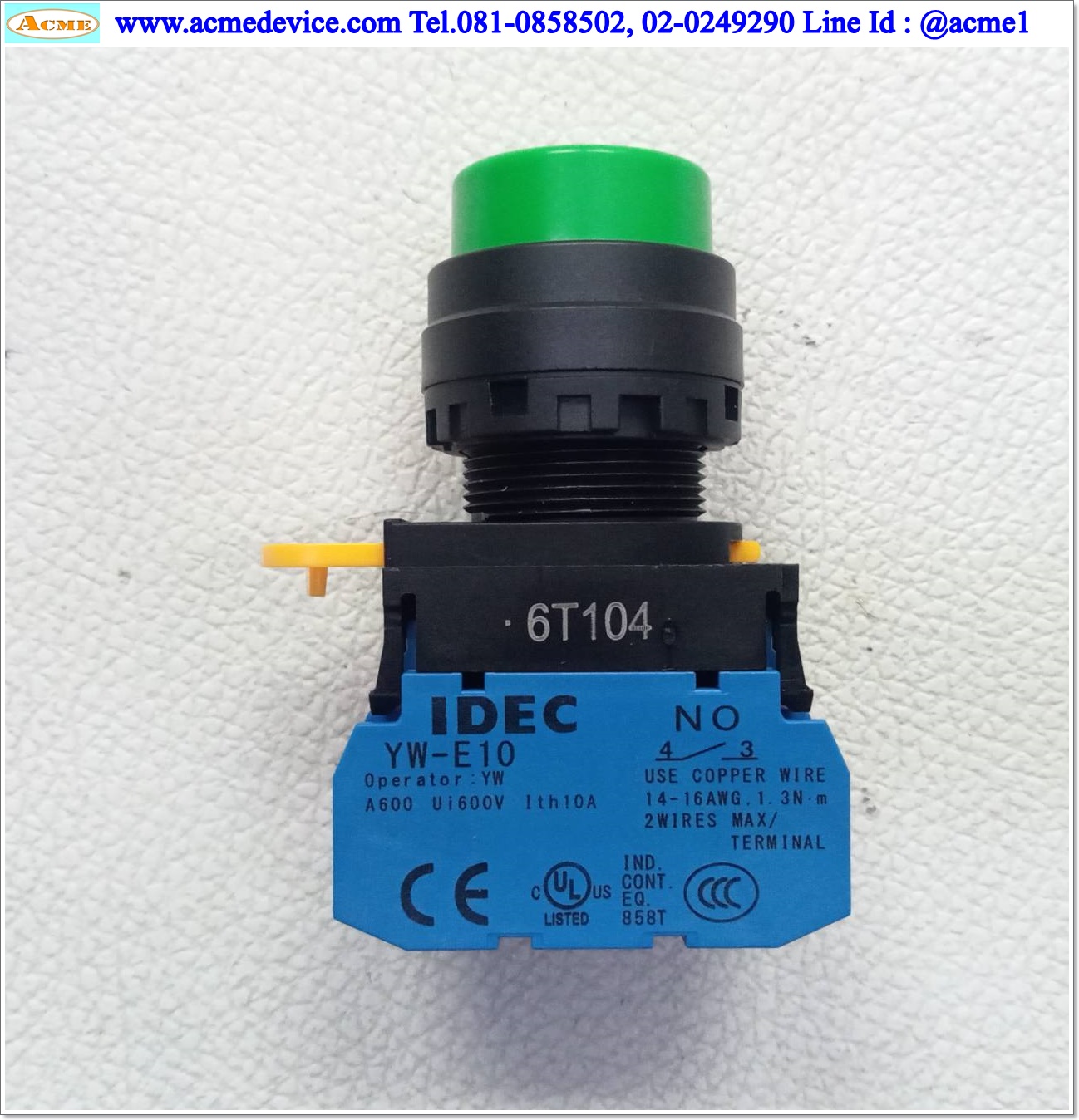 Pushbutton Switch Idec รุ่น YW1B-M2E11G, 1NO, 1NC