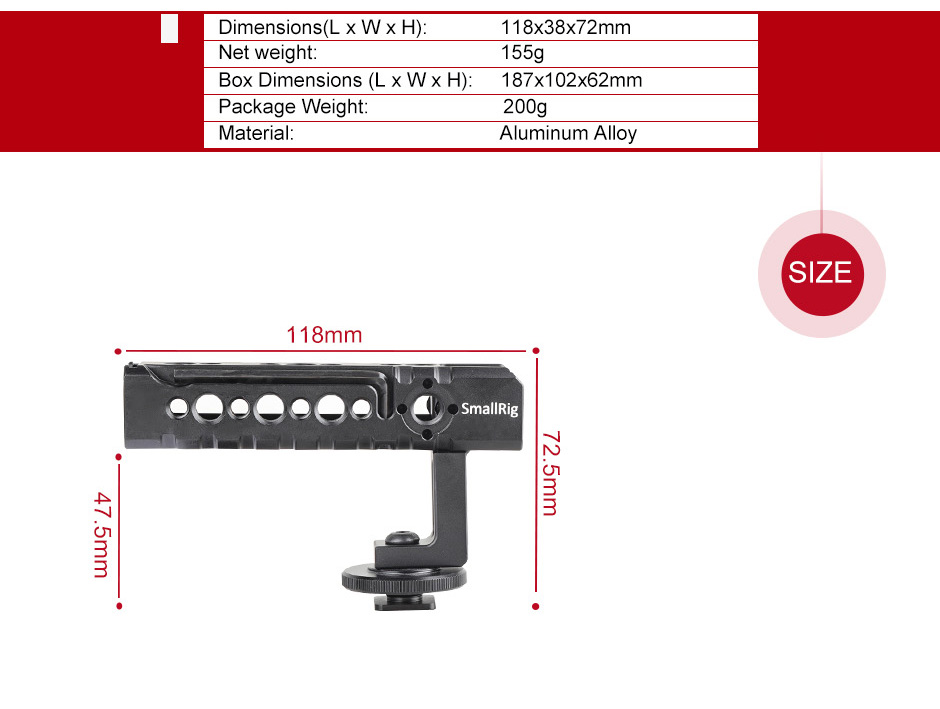SMALLRIG® Camera/Camcorder Action Stabilizing Shoe Handle 1983 (ByOrder รอสินค้า2-3วัน)