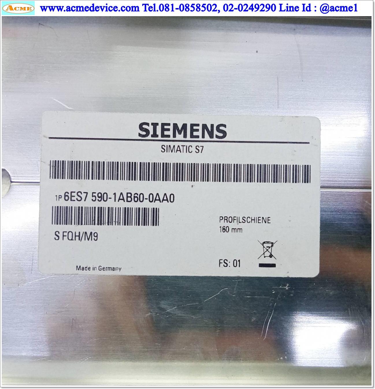 Mounting Rail Siemens รุ่น 6ES7590-1AB60-0AA0, 160 mm.