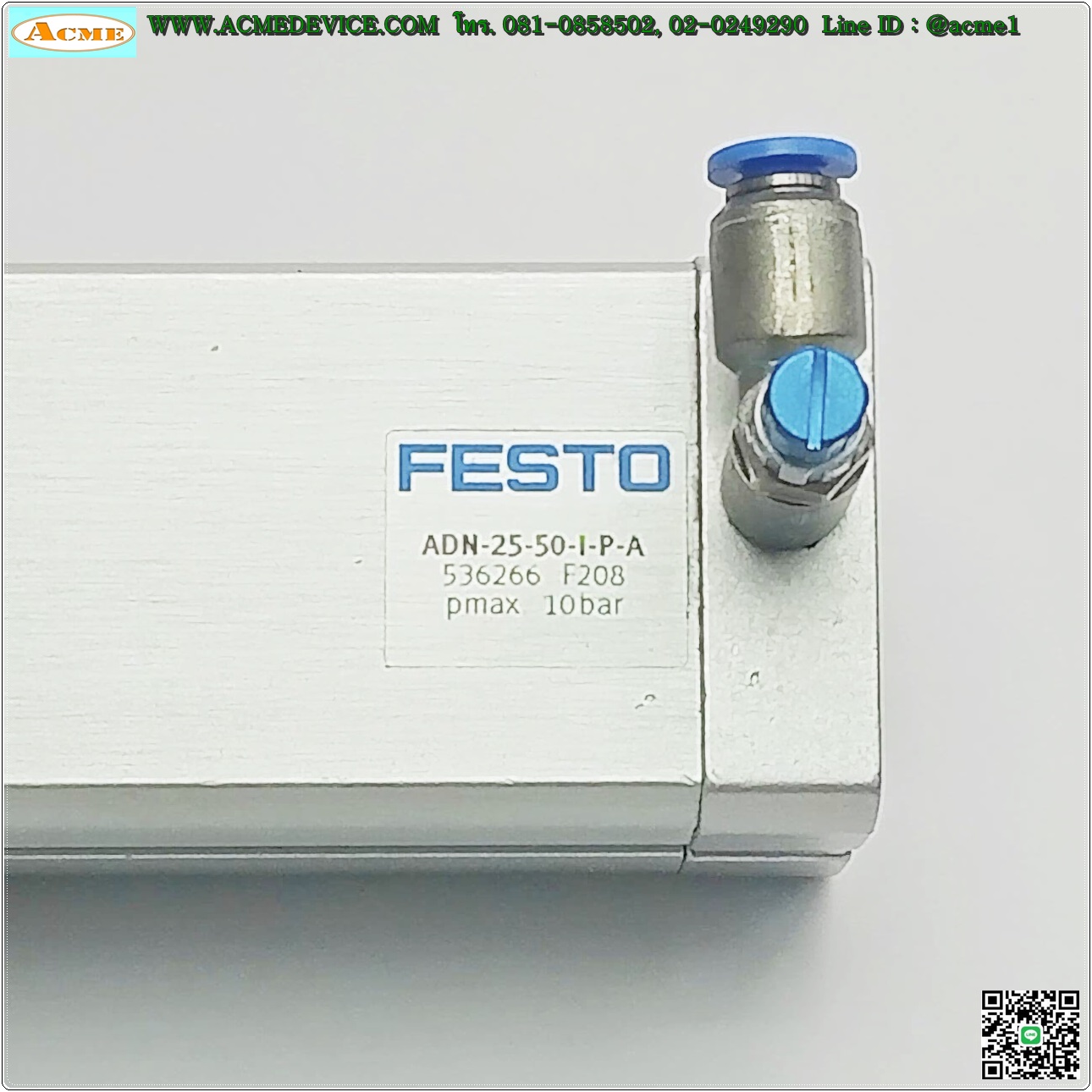 Air Cylinder Festo รุ่น ADN-25-50-I-P-A, Bore 25 mm, Stroke 50 mm