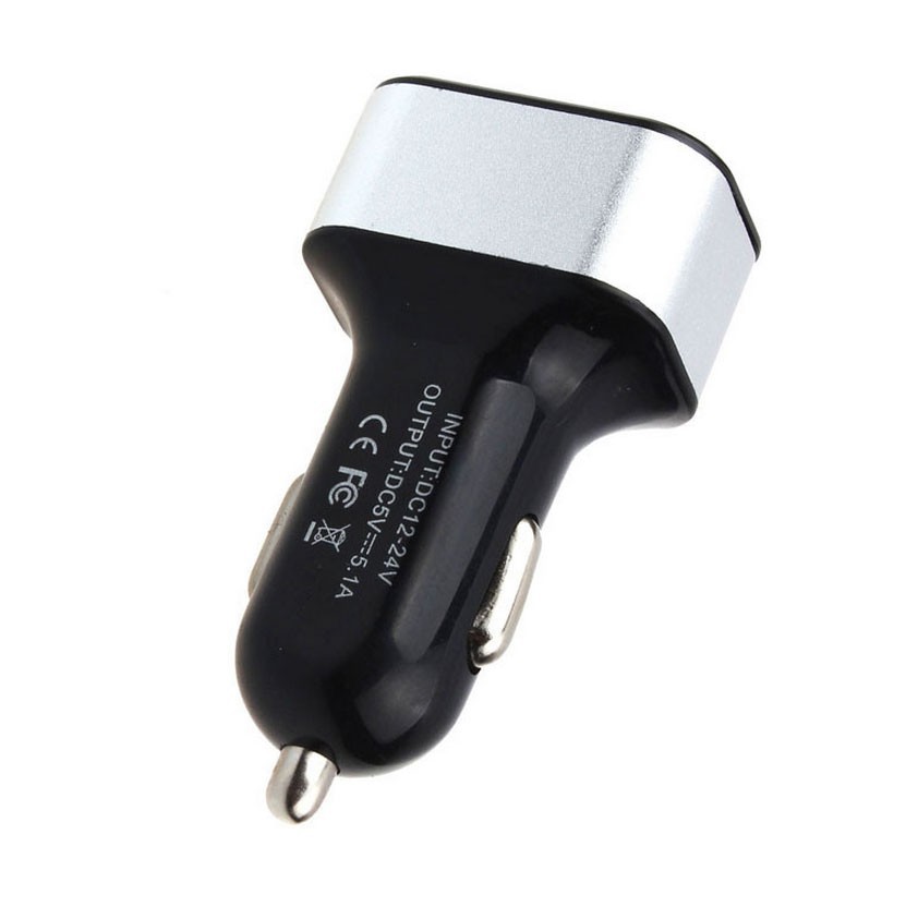 ที่ชาร์จมือถือในรถ 3-Port USB Car Charger (สีดำ-เงิน)