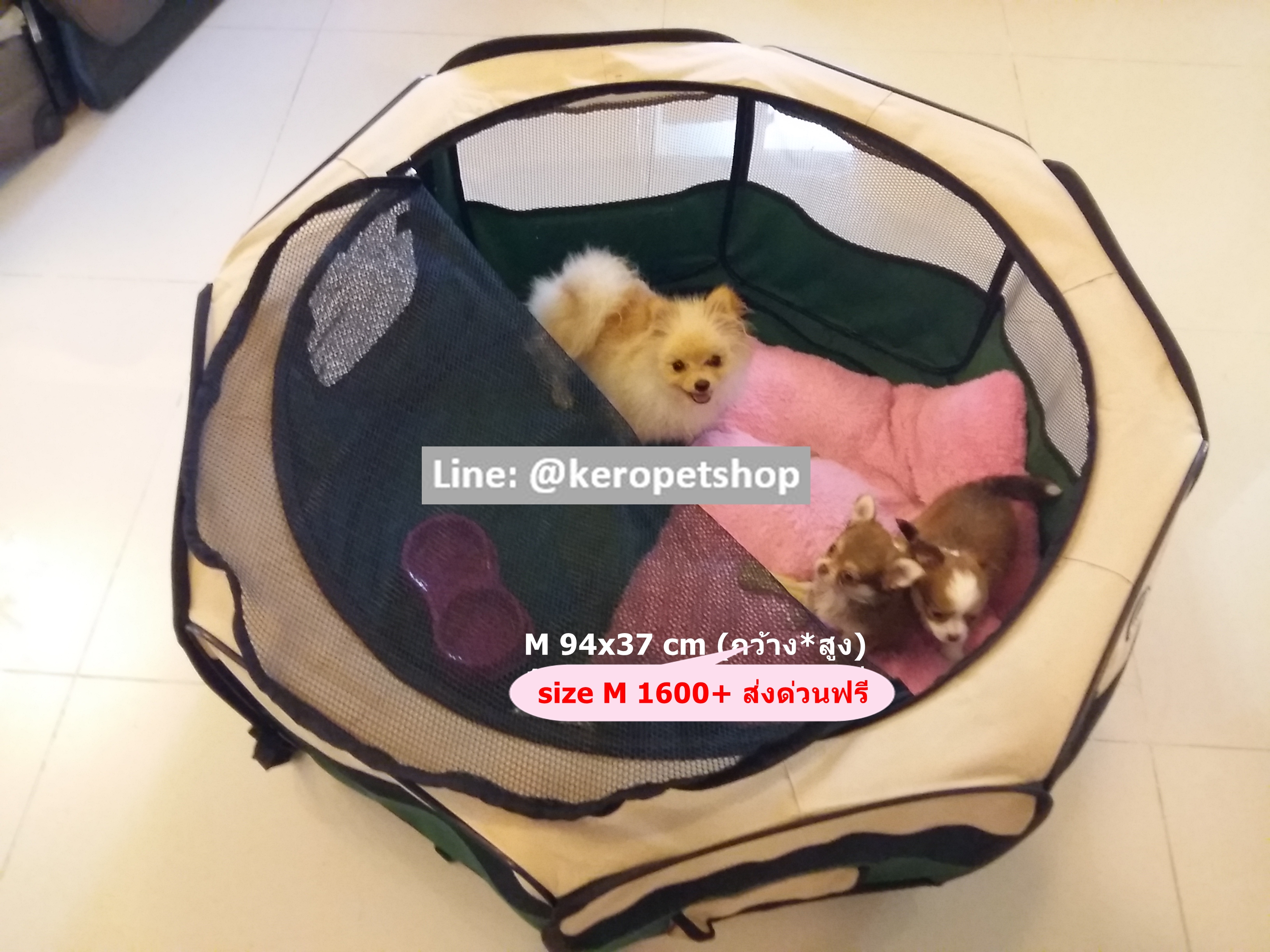 กรงสุนัข คอกสุนัข สัตว์เลี้ยง คอกสุนัขพับได้ ขนาด M 94x37 cm (กว้าง*สูง)