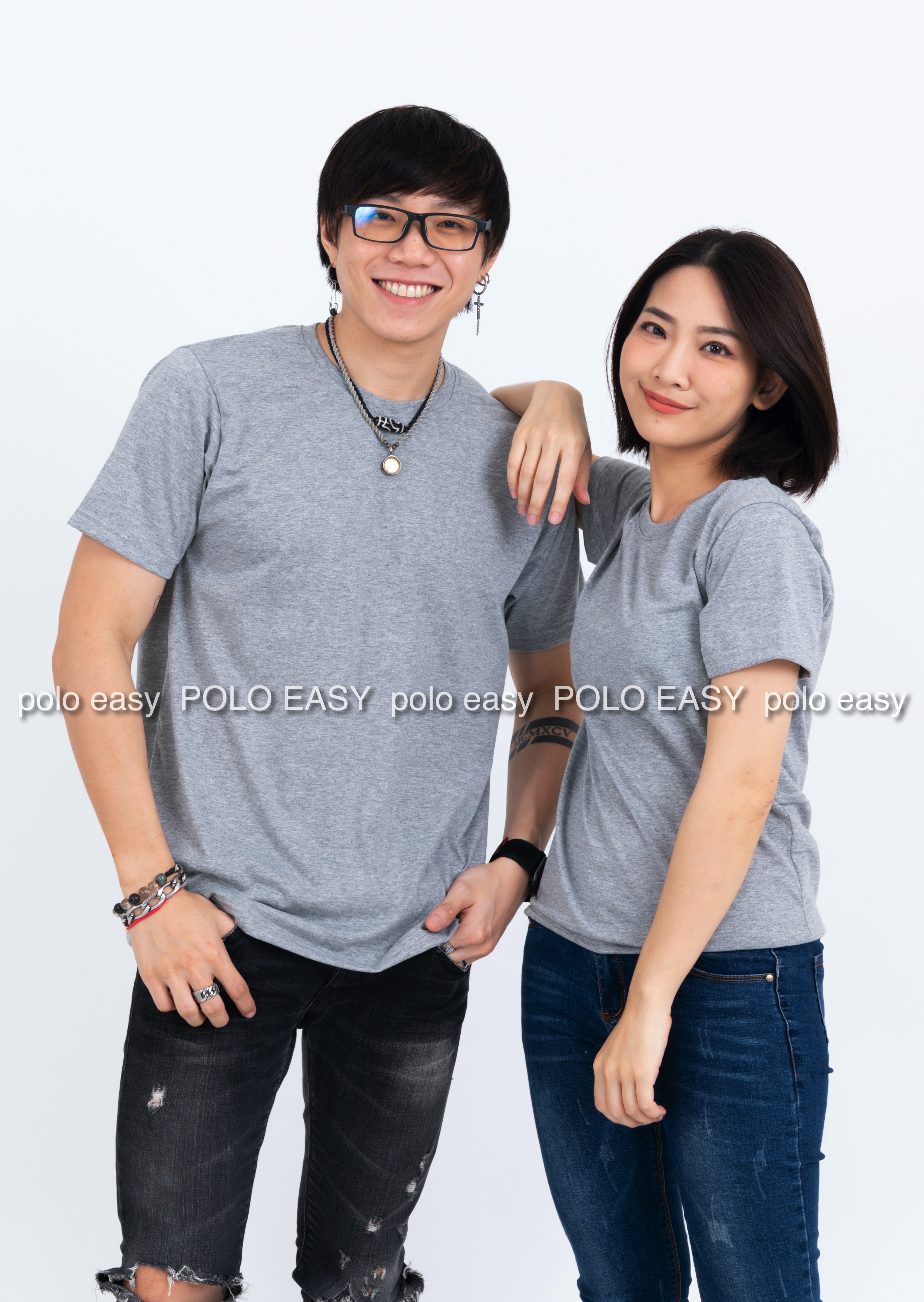 4XL เสื้อยืด สีเทาท็อปดาย คอกลม แขนสั้น Size 4XL