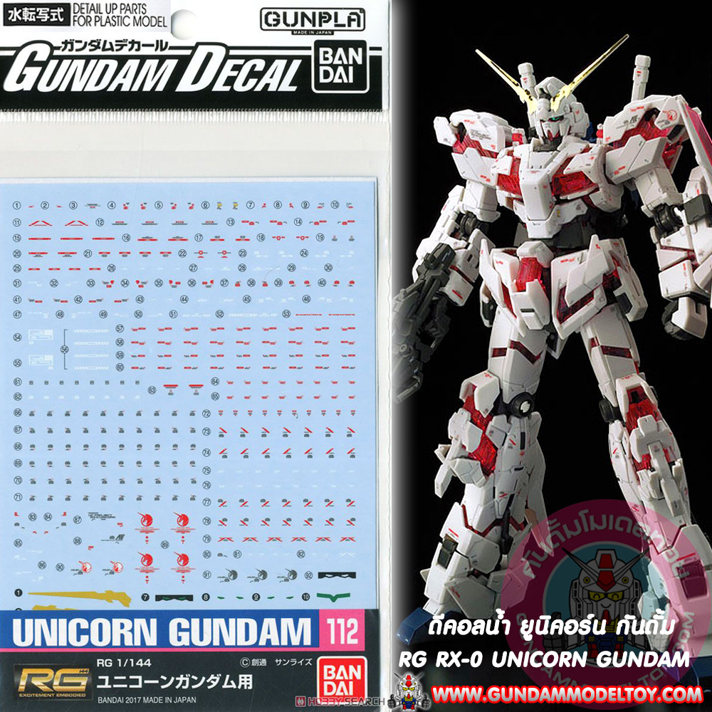 GUNDAM DECAL RG UNICORN GUNDAM ดีคอลน้ำ ยูนิคอร์น กันดั้ม