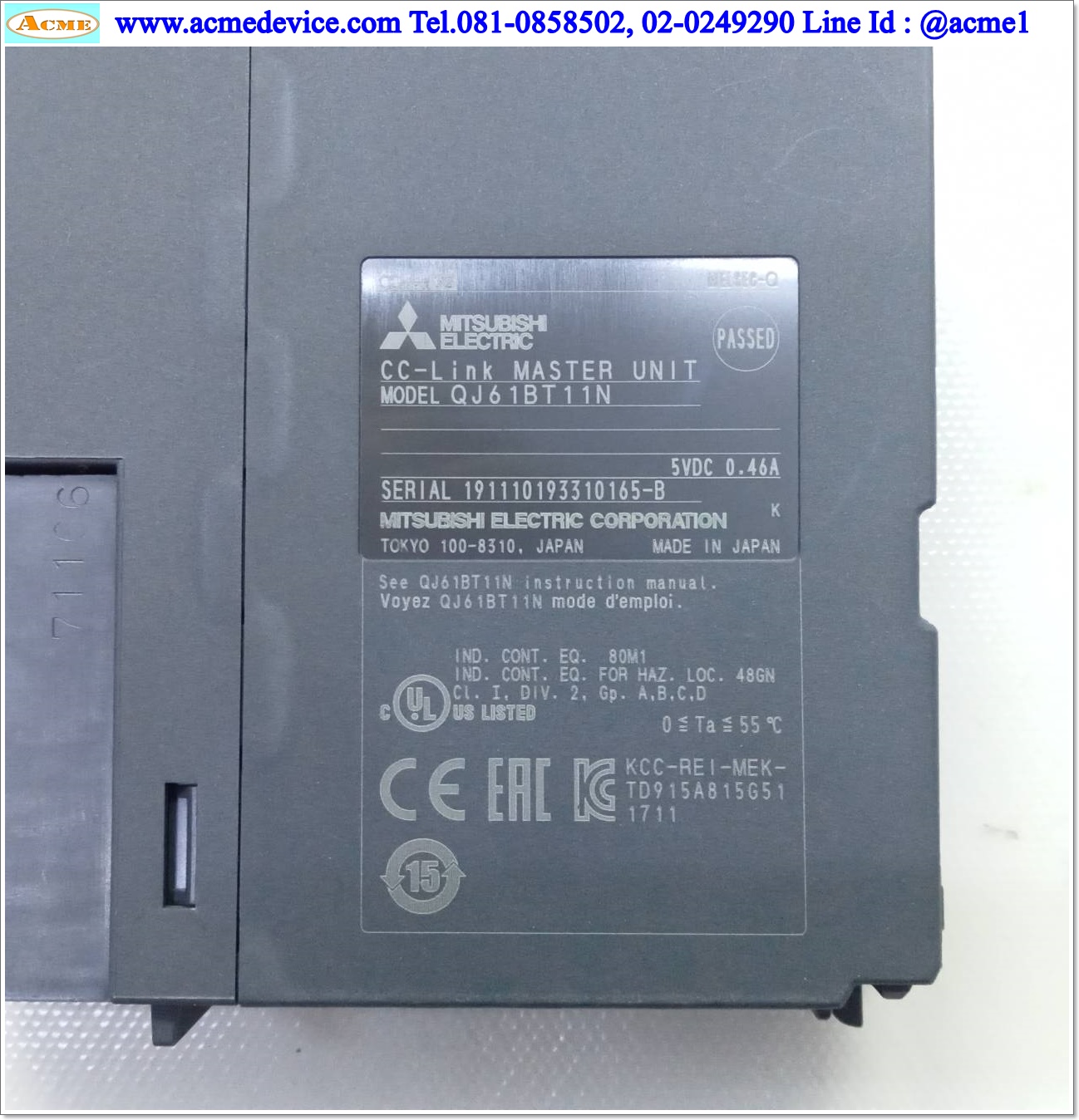 PLC Mitsubishi รุ่น QJ61BT11N, CC-Link Master Unit, Serial 19