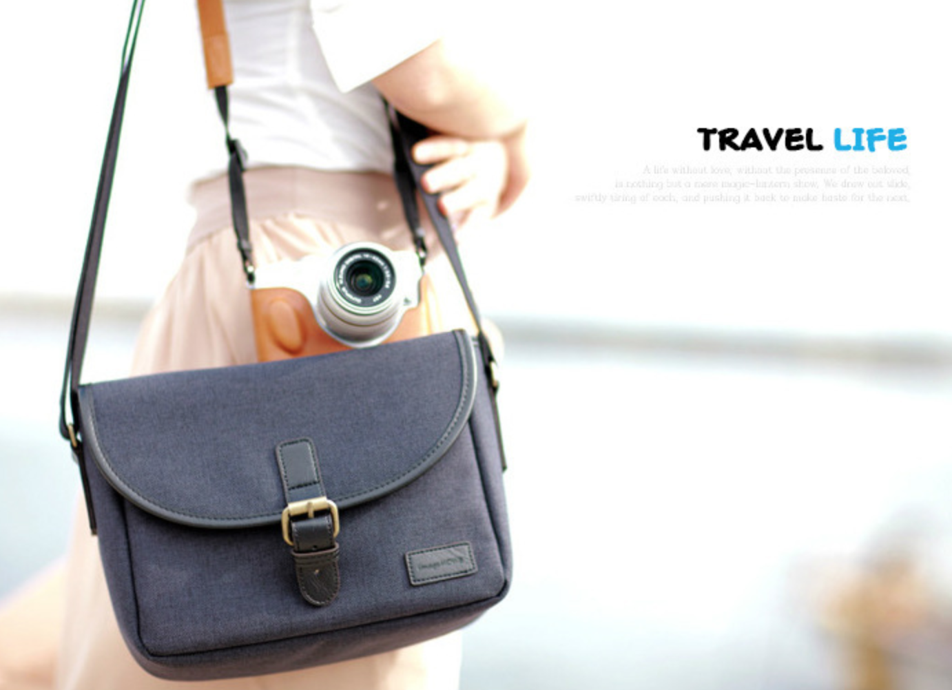 กระเป๋ากล้องยี่ห้อ TRAVEL LIFE ทำจากผ้า สำหรับกล้องDSLR MIRRORLESS