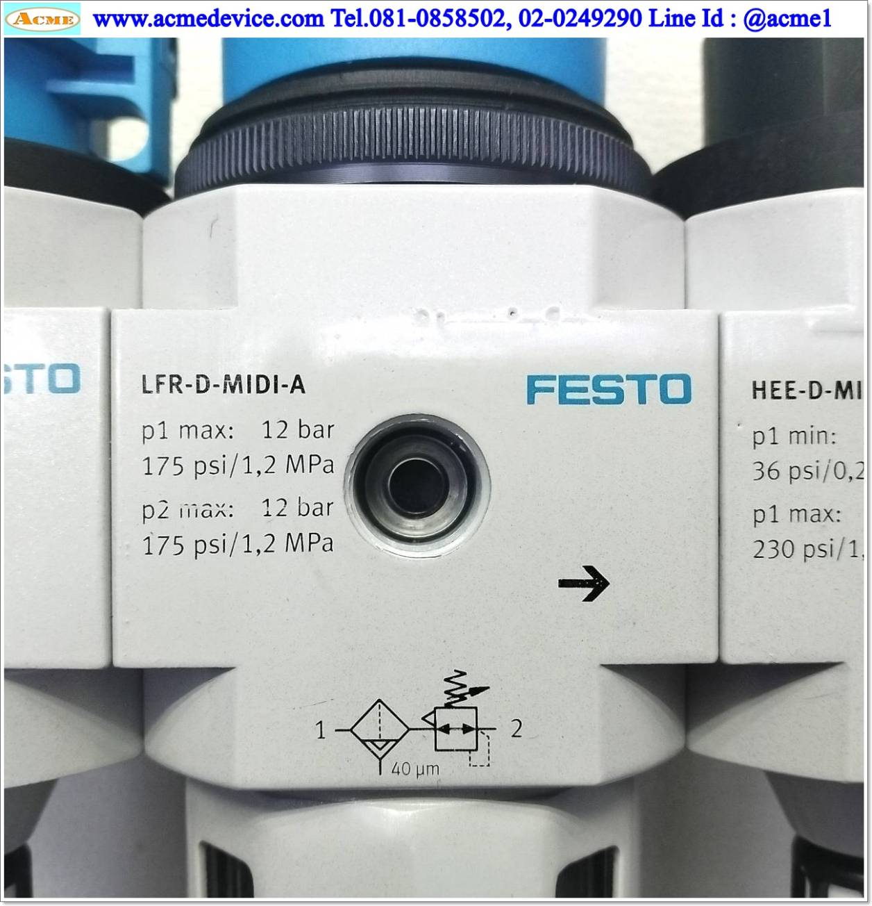 Regulator Festo รุ่น HE-D-MIDI & LFR-D-MIDI-A & HEE-D-MIDI-24 & HEL-D-MIDI & FRM-D-MIDI & PEV-1/4-B-OD