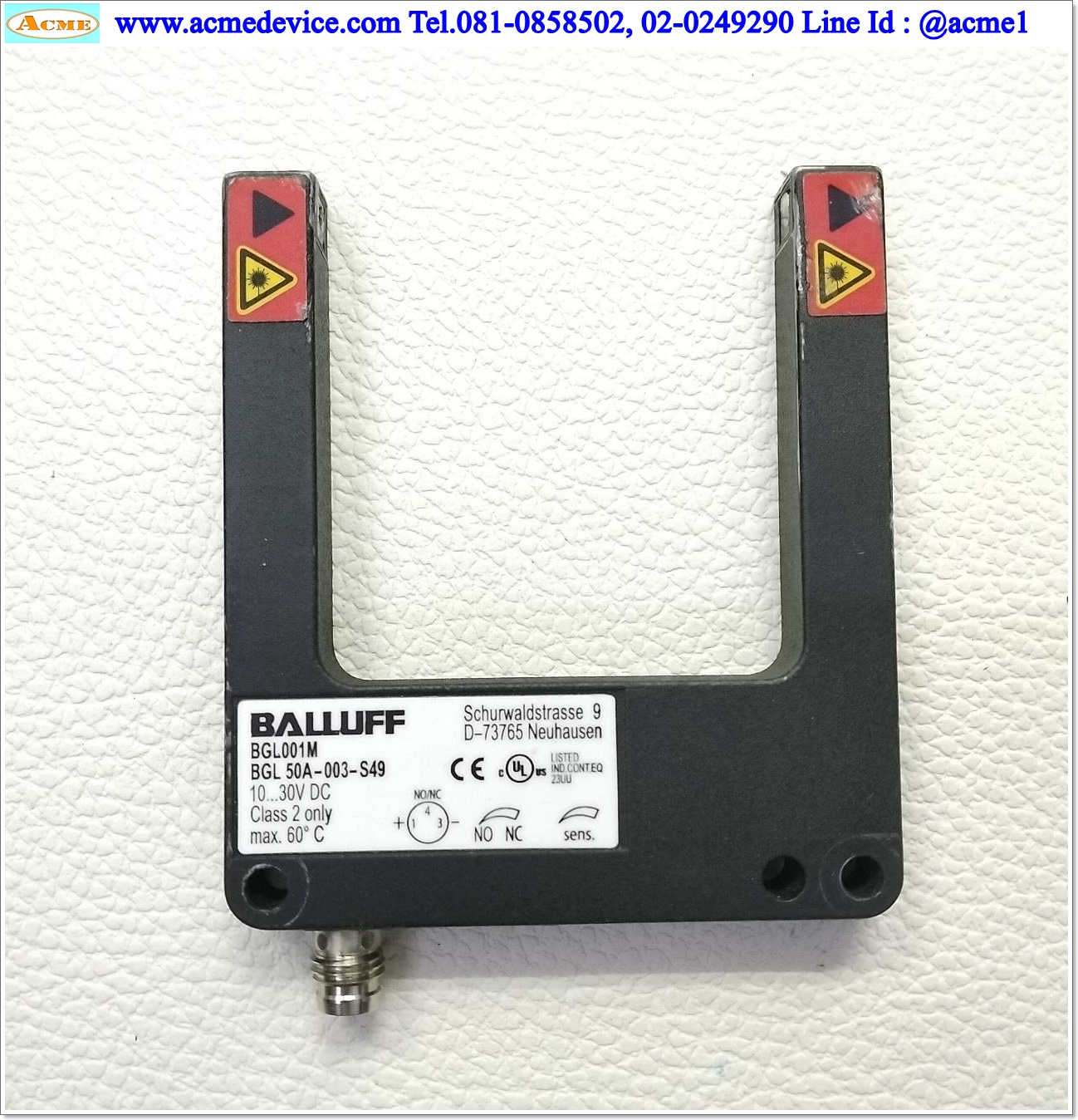Photoelectric Balluff รุ่น BGL 50A-003-S49, BGL001M , ระยะ 50 mm., PNP, NO/NC