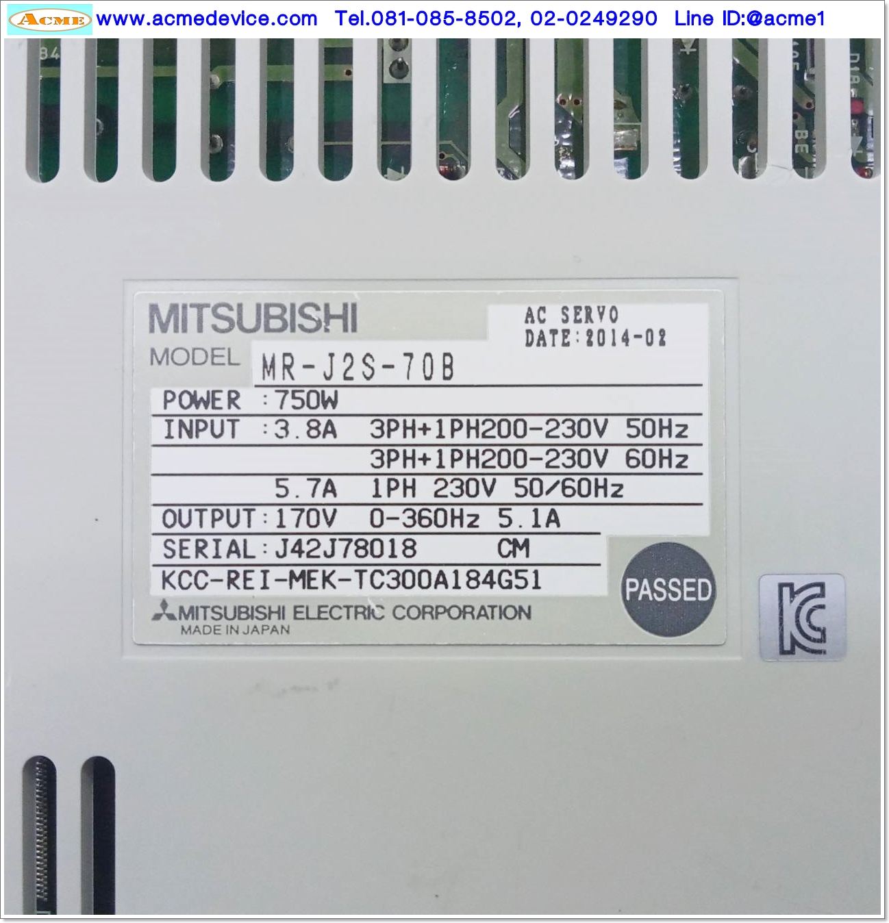 Servo Drive Mitsubishi รุ่น MR-J2S-70B, 750W