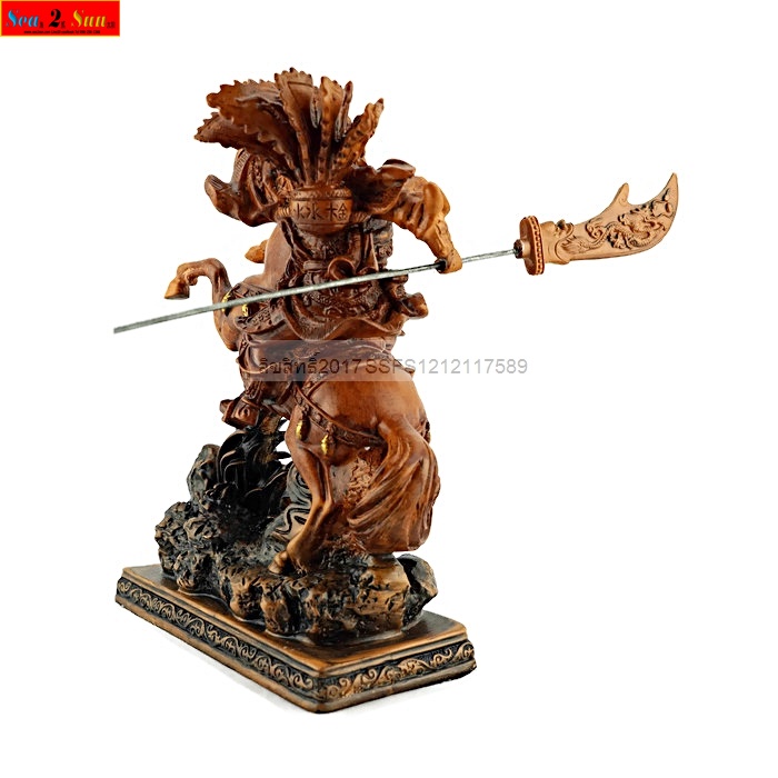 เทพเจ้ากวนอู ทรงม้าศึกเซ็กเธาว์ เรซิ่น สูง12 นิ้ว 1,690 บาท (เรซิ่นลายไม้)