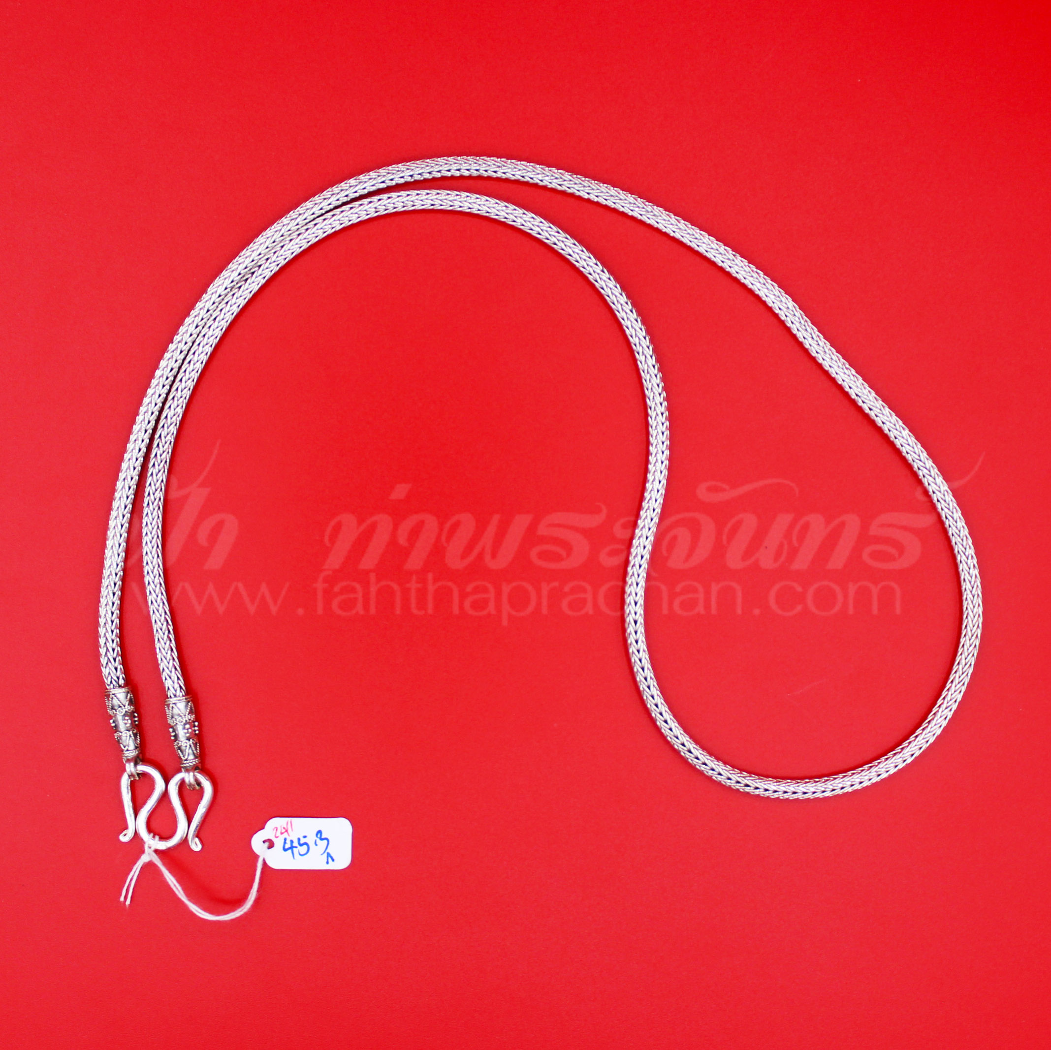 สร้อยคอเงินแท้ 92.5% ลายหกเสา หัวจรวด รมดำ แบบห่วงเดียว