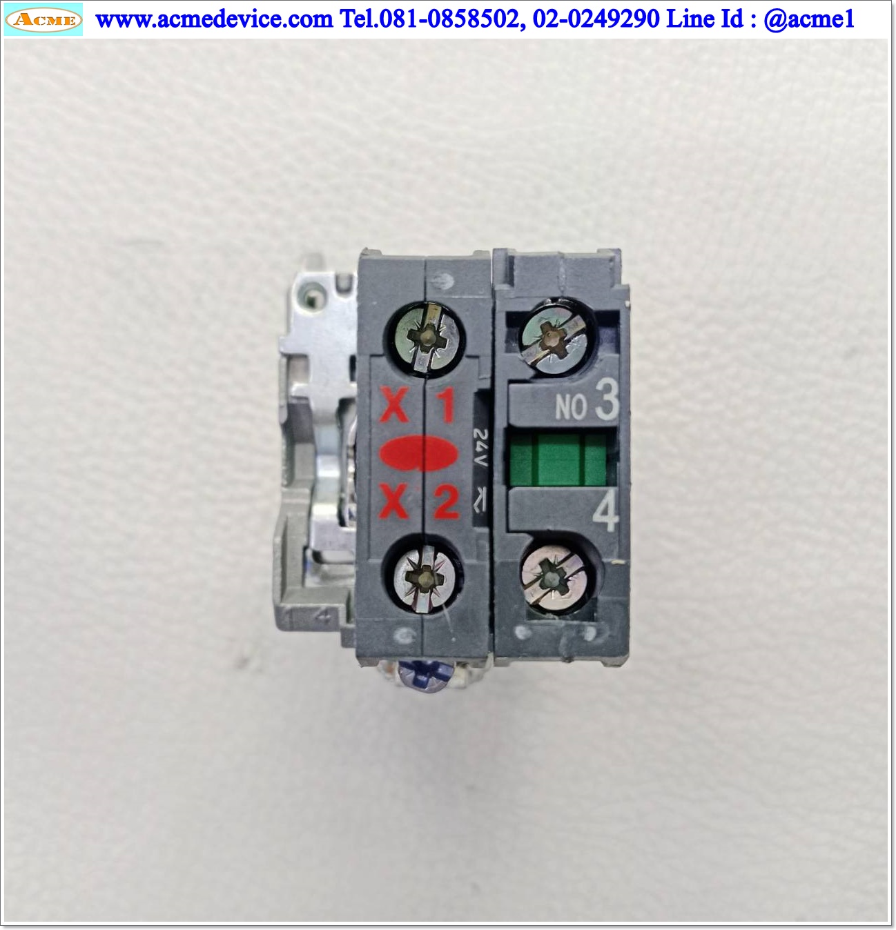 Pushbutton Switch Schneider รุ่น XB4-BW34B1, 1NO, 24V