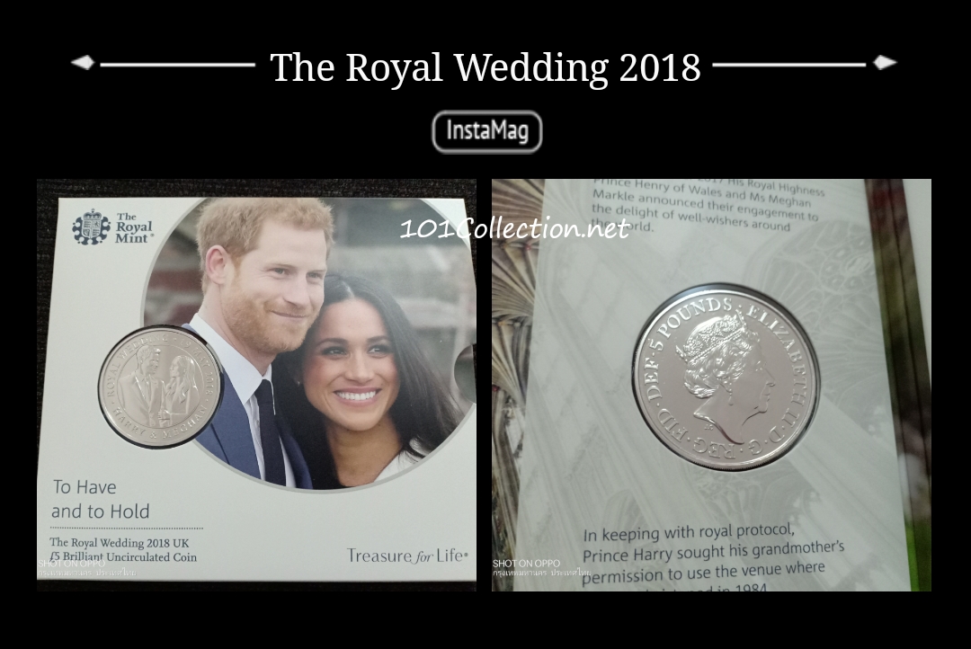 เหรียญที่ระลึก พิธีเสกสมรส เจ้าชาย แฮรี Royal Wedding of HRH Prince Harry & Meghan Markle BU Cion โลหะผสม ขนาด 38.61มม น้ำหนัก 28.28 กรัม
