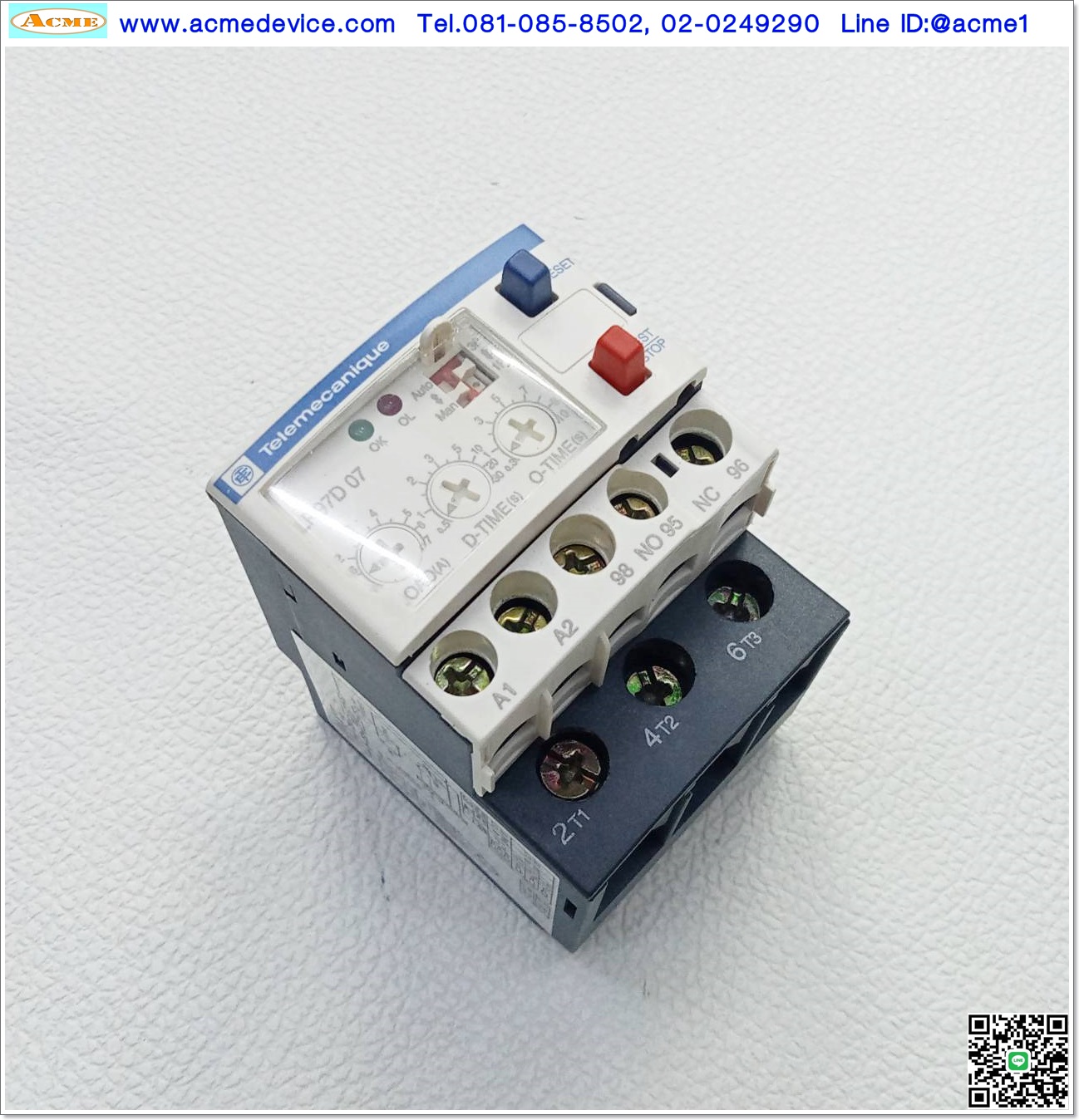 Overload Relay Telemecanique รุ่น LR97D07B, 1.2 - 7A, Trip Delay, Phase Loss, Locked Rotor