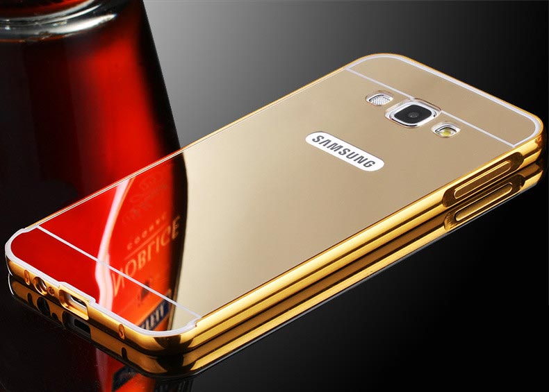 เคส A8 A8000 กรอบอลูมิเนียม+ฝาหลังอะคริลิค สะท้อน (สีทอง/เงิน/ดำ/ชมพู)