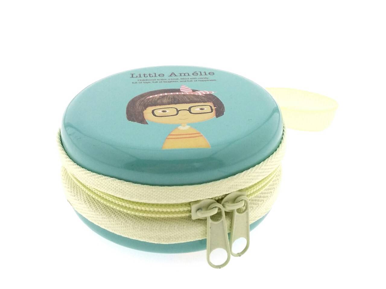 ที่เก็บสายหูฟัง/สายชาร์จ ลายเด็กหญิง สีฟ้า น่ารัก