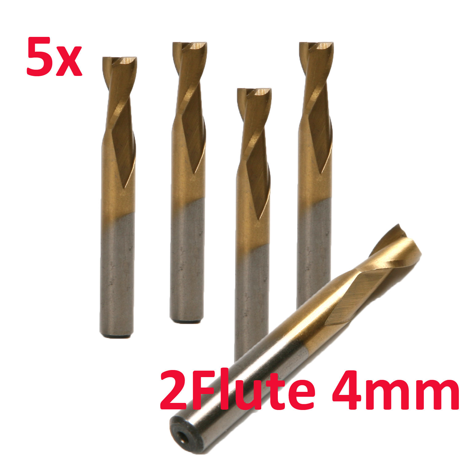 ดอกกัด CNC End Mill 2 ฟัน ขนาด 4mm HSS 5 ดอก