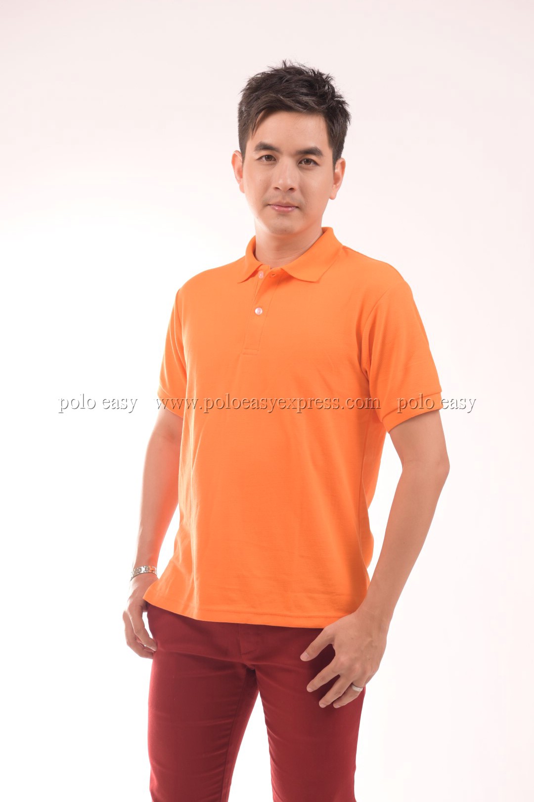 เสื้อโปโล สีส้ม TK Premium แขนสั้น ทรงตรง Size XL