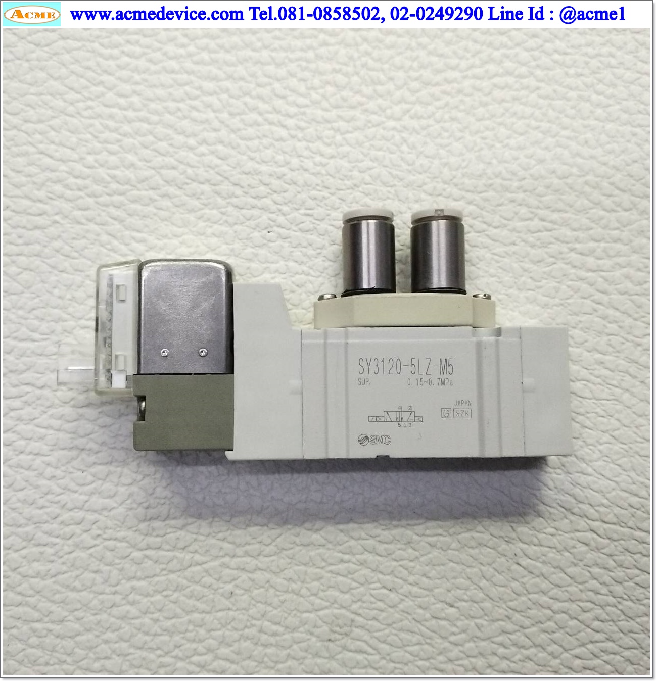 Solenoid Vaive SMC รุ่น SY3120-5LZ-M5, 5/2, 2-Position single, Coil 24Vdc (สายลม 4 มม.)