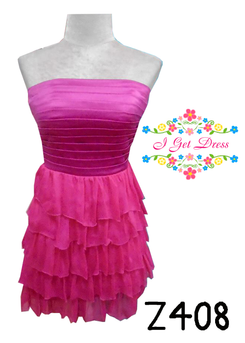 ราตรีสั้นเกาะอกสีบานเย็น(ฟรีไซส์)