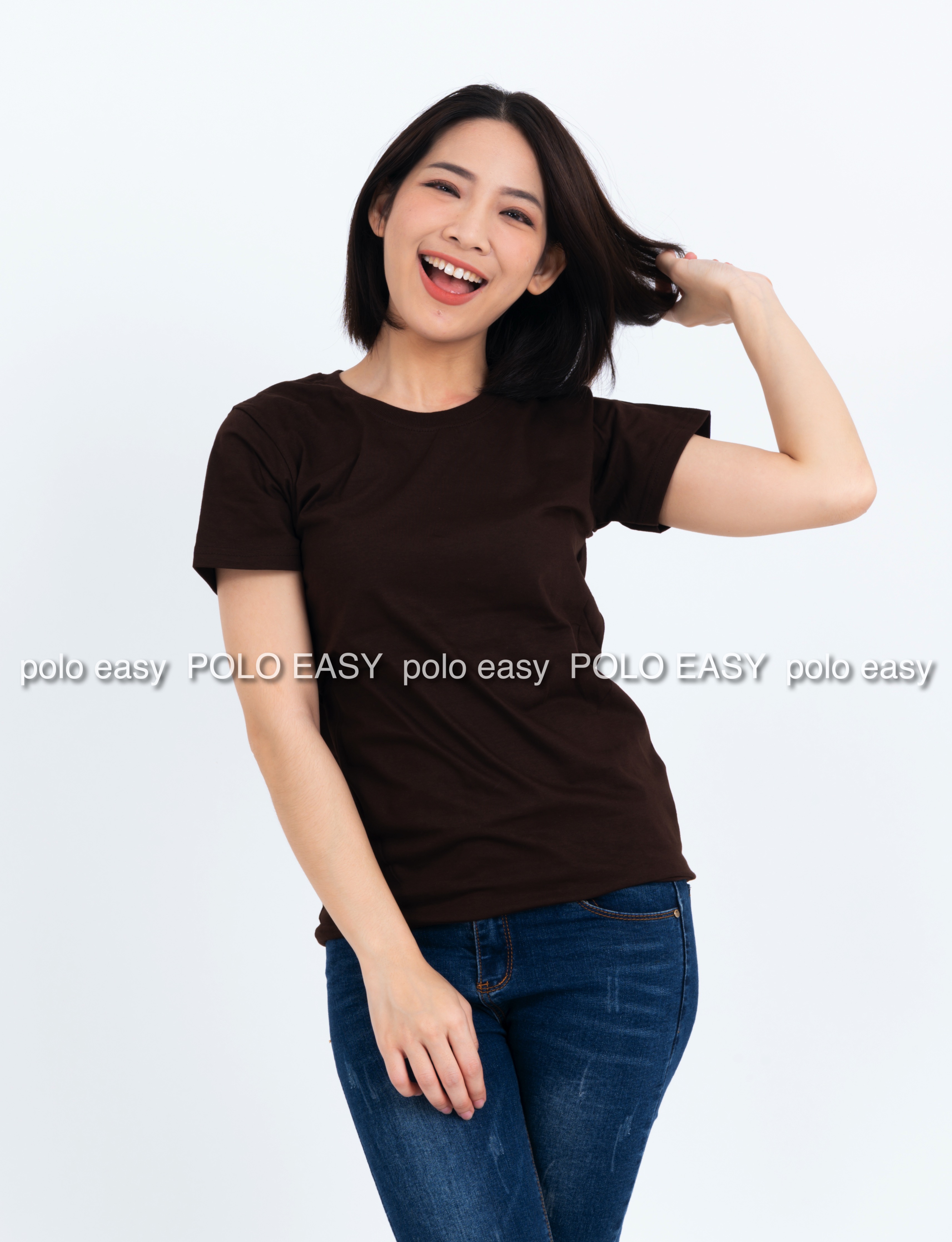 เสื้อยืด สีน้ำตาล คอกลม แขนสั้น Size S