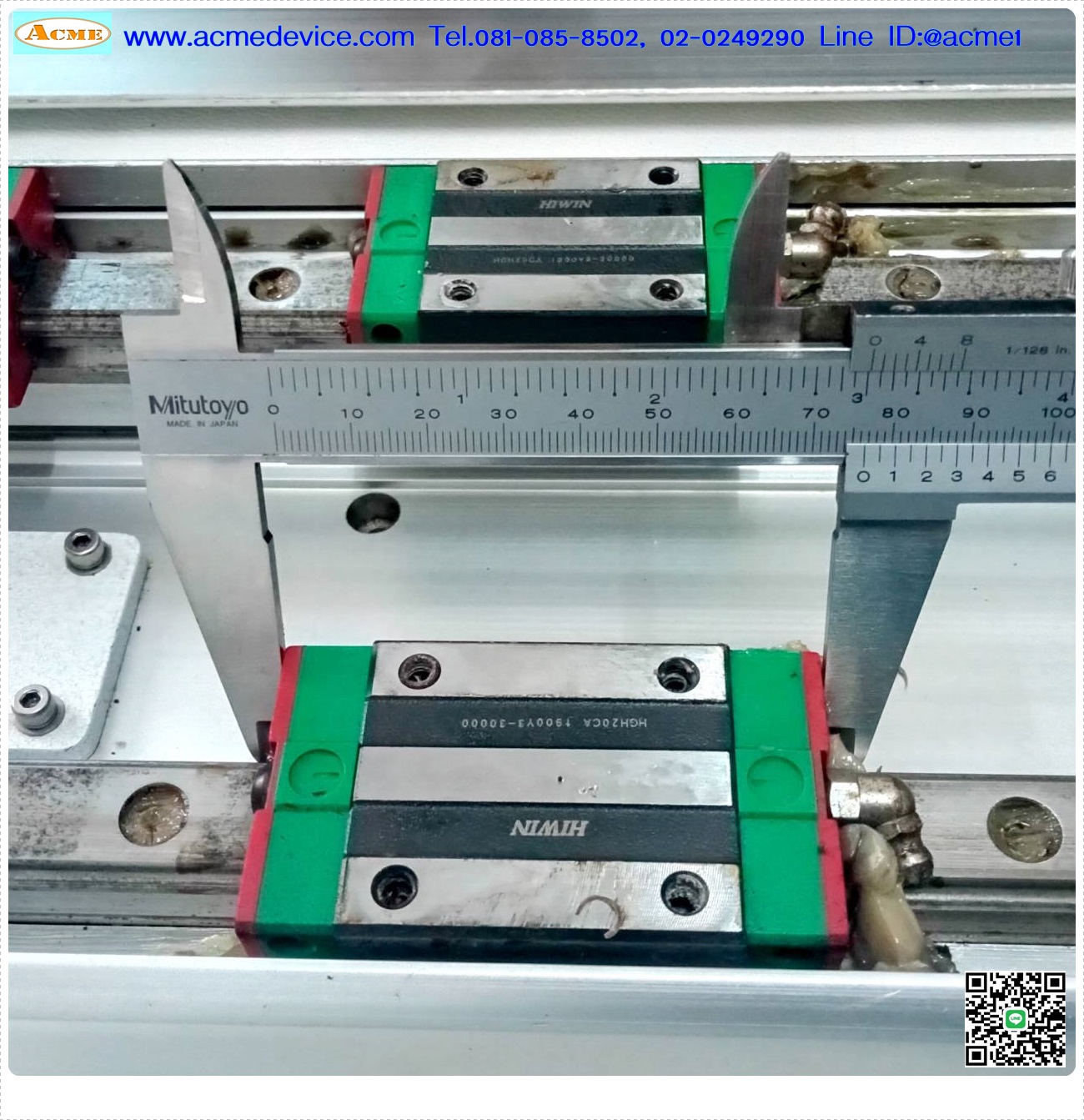 แกนสําเร็จรูป Linear Ball Slide HIWIN รุ่น HGH20GA, รางสไลด์ขนาด 20 mm, ขนาด 190 x 100 mm, ยาว 2450 mm, Stroke 2080 mm