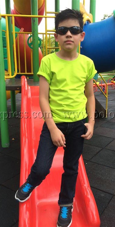 เสื้อยืดเด็ก สีเขียวมะนาว คอกลม แขนสั้น Size XL