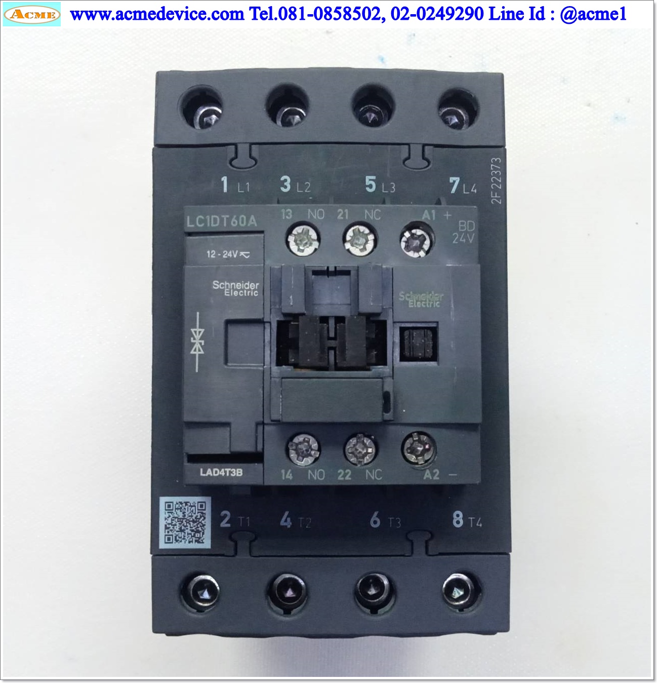 Magnetic Contactor Schneider รุ่น LC1DT60ABD+LADN40C, 60A, Coil 24Vdc (หน้าดำ)