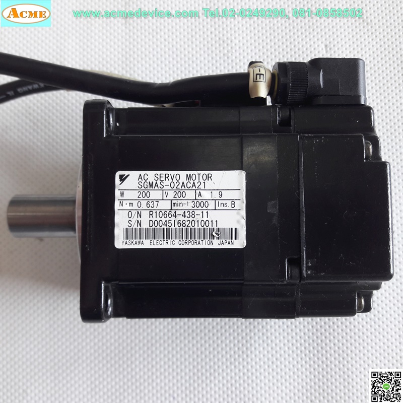 Servo Motor Yaskawa รุ่น SGMAS-02ACA21, 200V, 200W