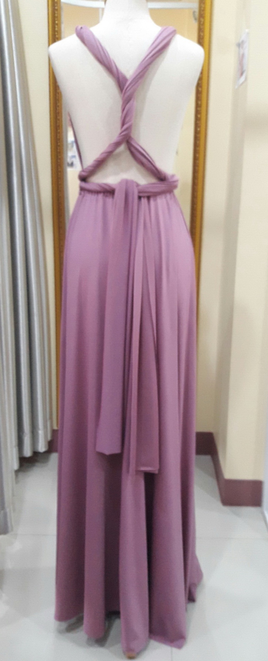 (PRE-LOVED) ชุดราตรียาวสีม่วงอมชมพู รุ่น infinity(ฟรีไซส์)