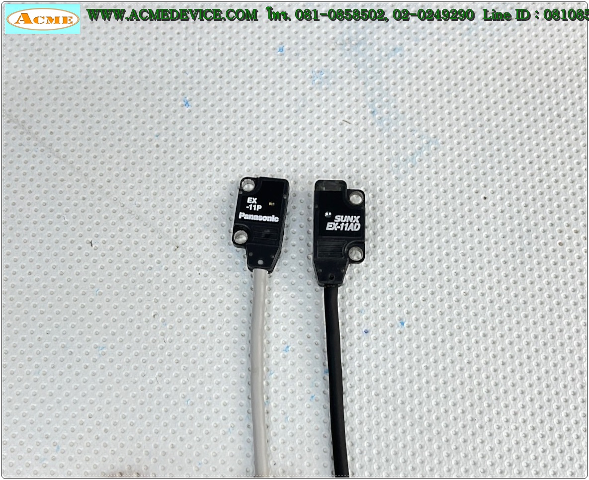 Photoelectric Panasonic/SUNX รุ่น EX-11AD + EX-11P, ระยะ 300mm, Light-ON, NPN, (รับ-ส่งด้านหน้า)