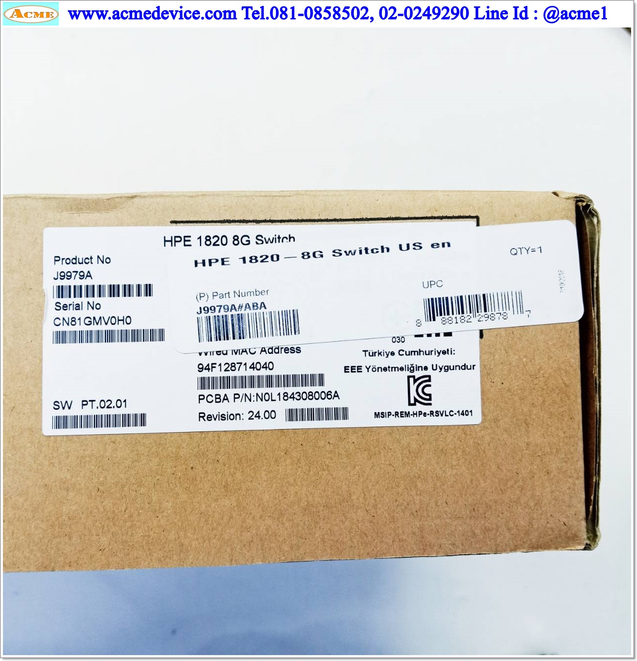 Hub HPE รุ่น HPE 1820-8G Switch (J9979A), 8 Port, HPE OfficeConnect