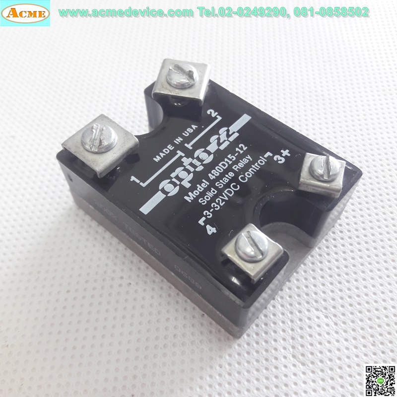 Solid State Relay opto รุุ่น 480D15-12, Input 3 to 32 Vdc, Output 480Vac 15A