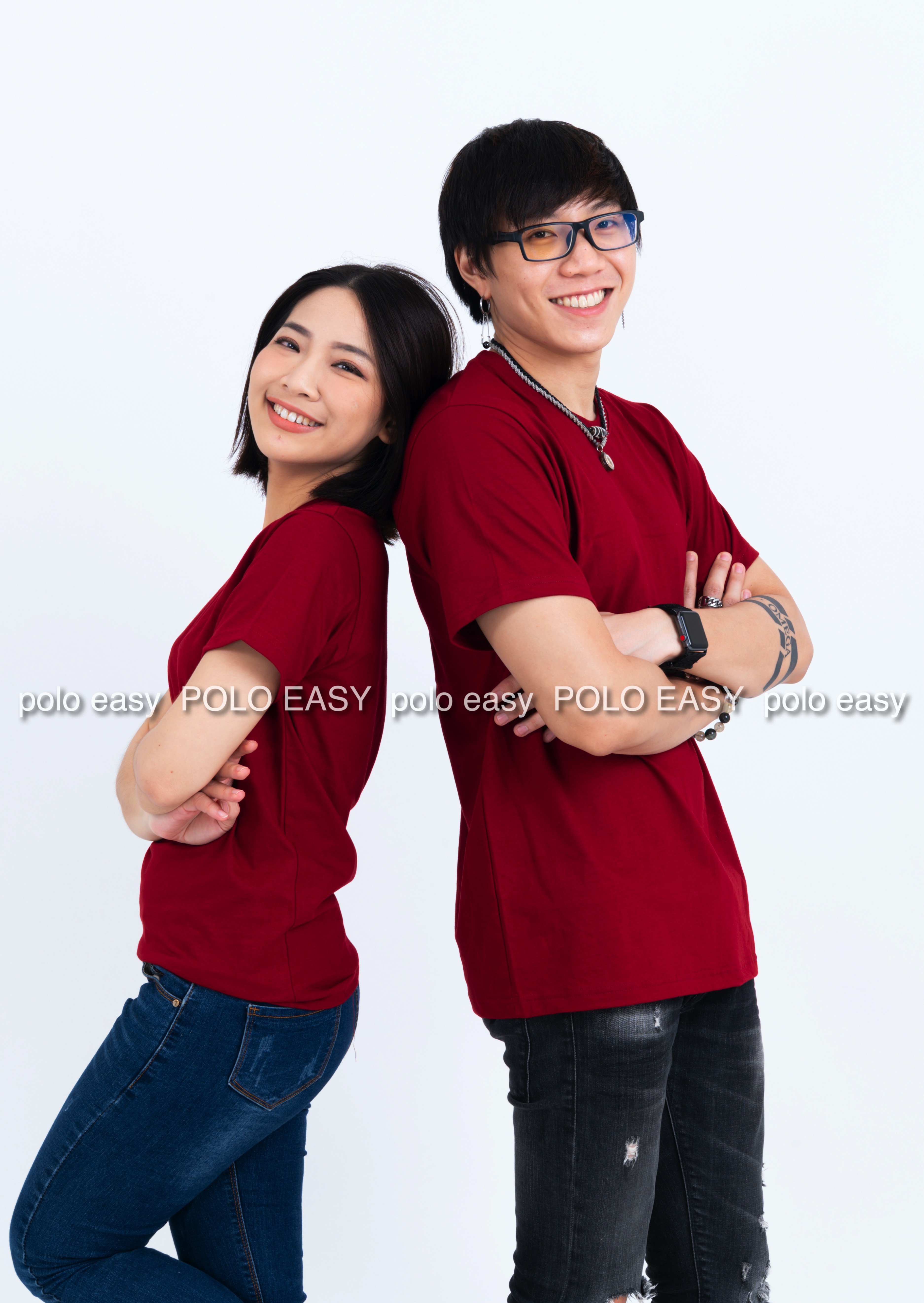 4XL เสื้อยืด สีเลือดหมู คอกลม แขนสั้น Size 4XL