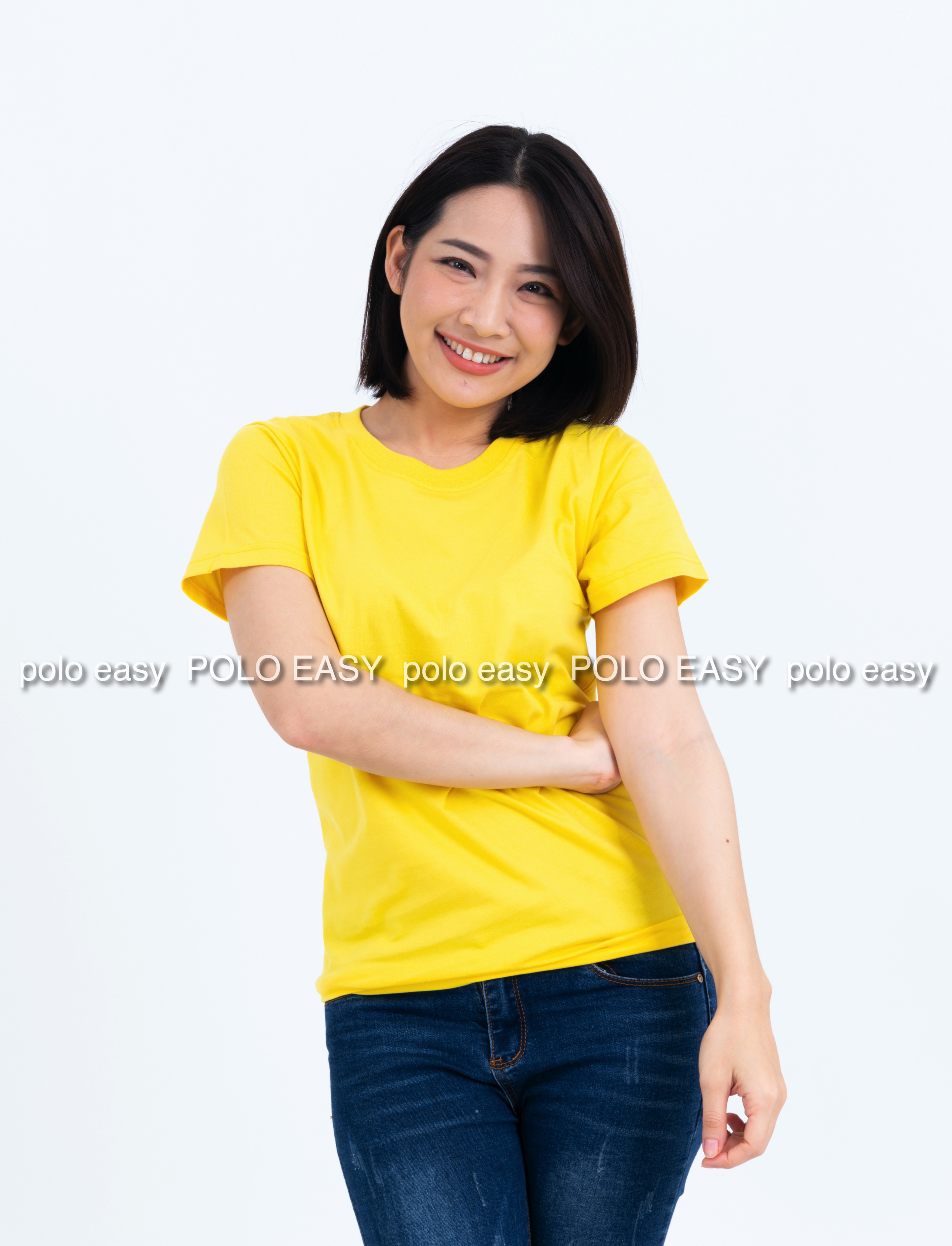 M เสื้อยืด สีเหลือง คอกลม แขนสั้น Size M
