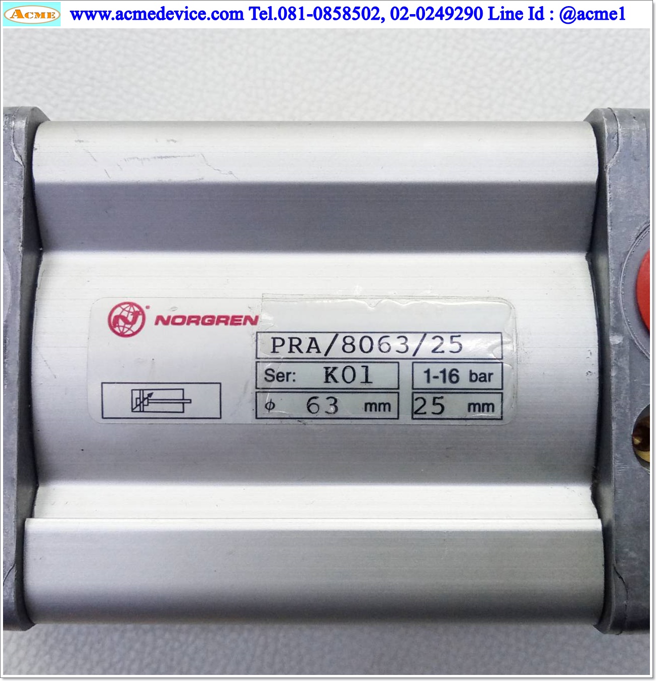 Air Cylinder Norgren รุ่น PRA/8063/25, Bore 63 mm., Stroke 25 mm.