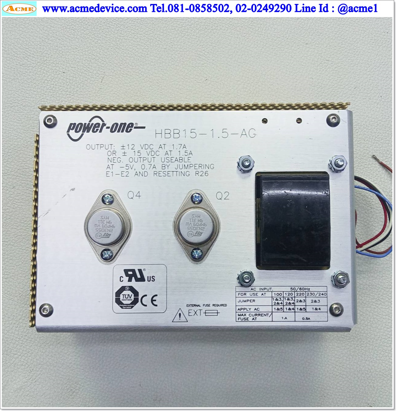Power Supply Power-one รุ่น HBB15-1.5-AG, Output +15V 1.5A, -15V 1.5A, Power Input 100-240Vdc