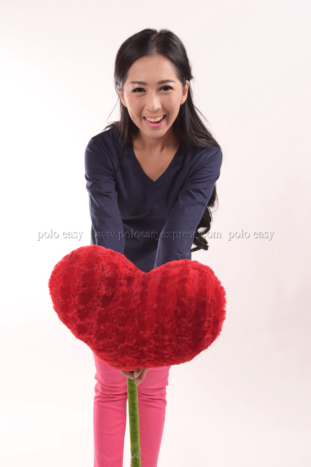 เสื้อยืด สีกรมท่า คอวี แขนยาว Size 4XL