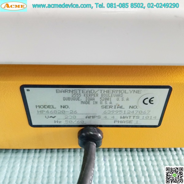 Barnstead/Thermolyne รุ่น HP46820-26, 230V, 4.4A, 1014W, 1 Phase