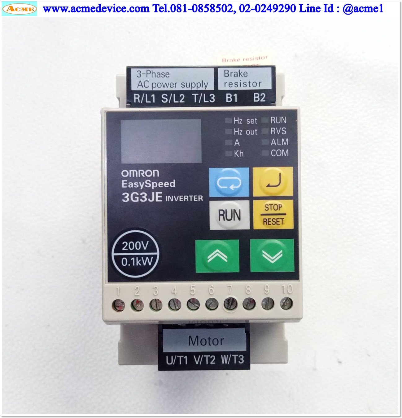 Inverter Omron รุ่น 3G3JE-A2001, 0.1kW, Input 3PH 220Vac, Output 3PH 0.6A, 100W