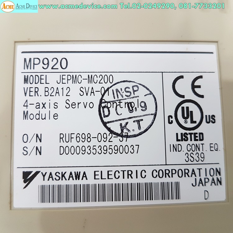 MP920 Yaskawa รุ่น JEPMC-MC200V, 4-axis Servo Control Module