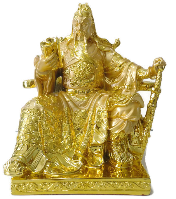 เทพเจ้ากวนอูอ่านตำราเรซิ่นทองสุง 12 นิ้ว (Gold)