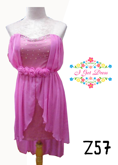 ราตรีสั้นเกาะอกสีชมพู(ฟรีไซส์)