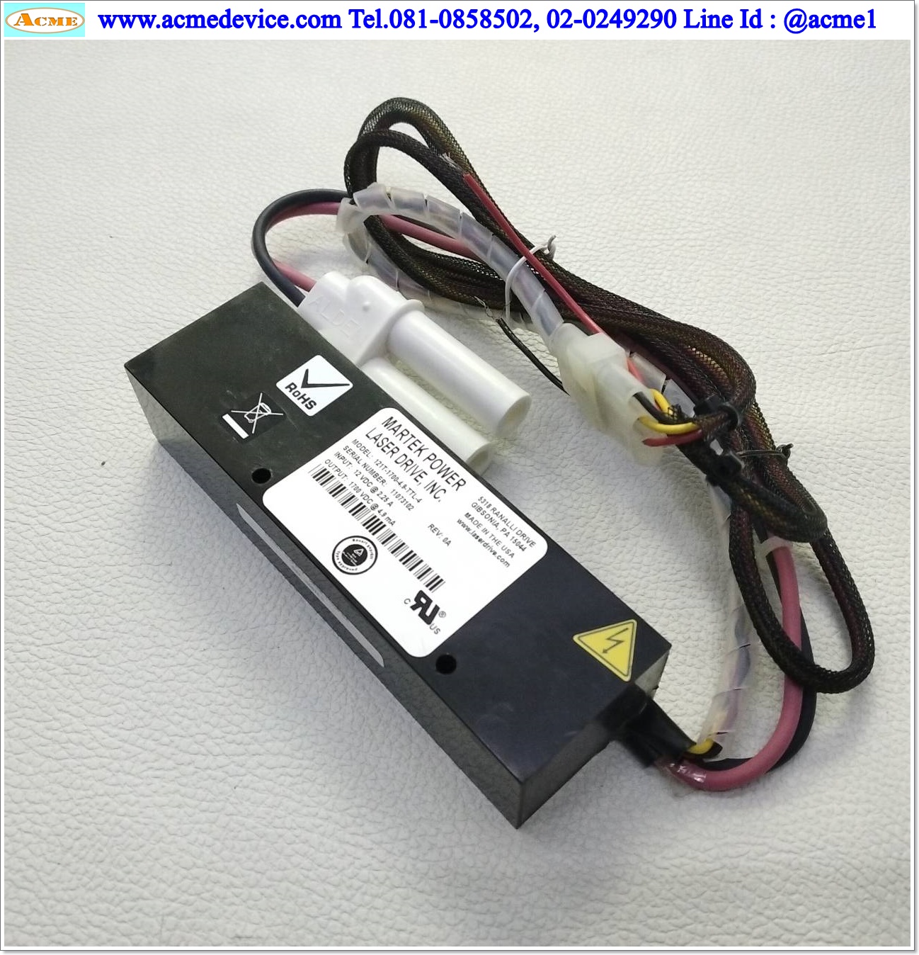 Laser Power Supply Laser Drive รุ่น 121T-1700-4.9-TTL-4, Output 1700Vdc, 4.9mA, Power Input 12Vdc