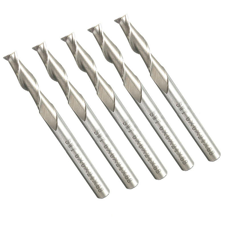 ดอกกัด 5 ดอก CNC End Mill. HSS ขนาด 6 มม. 2 ฟัน