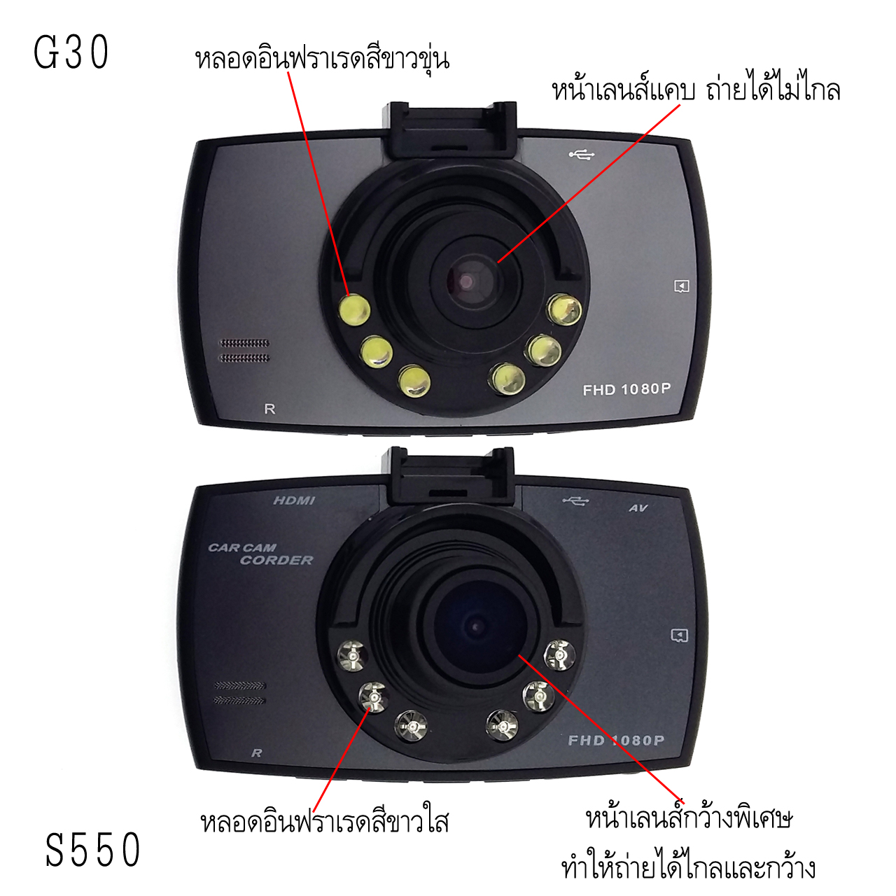 กล้องติดรถยนต์ Full-HD 1920P S550 แท้ 2.7นิ้ว สีดำ