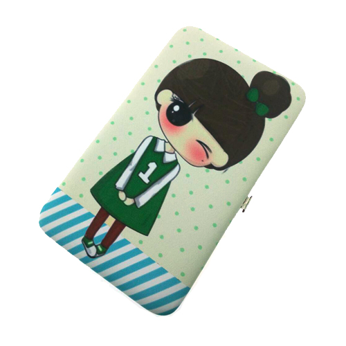 กระเป๋าใส่มือถือ (ขนาด XL 10x19ซม.) ลายเด็กหญิง เสื้อเขียว น่ารักมากๆ