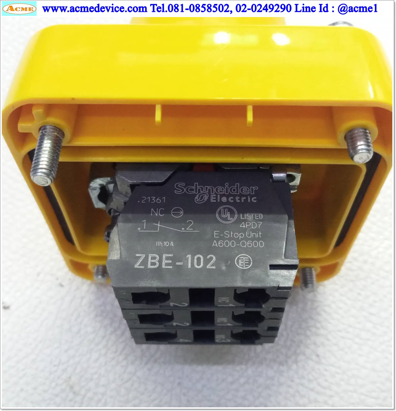 Emergency Switch Scheider รุ่น ZBE-102 (2NC) + ZBE-101 (1NO), Control Station (เจาะล่าง)